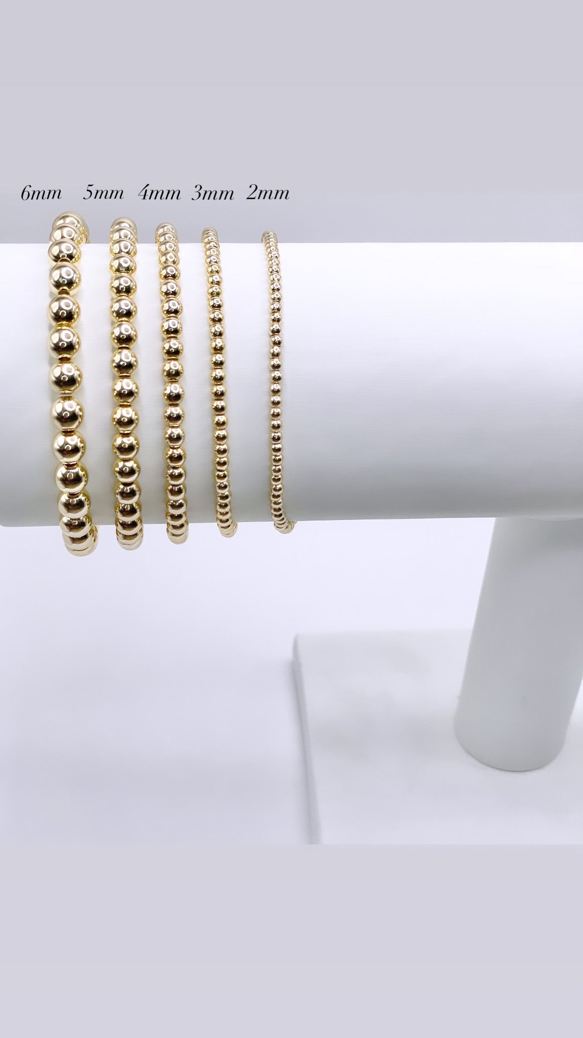 14k Gold 3mm Bead Stretchy Anklet