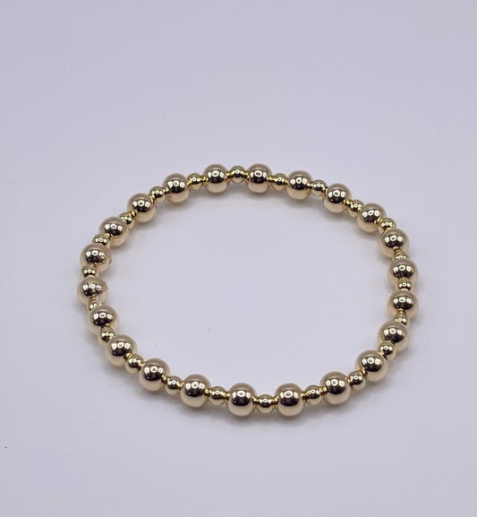 14k gold filled 5mm and 3mm beaded bracelet