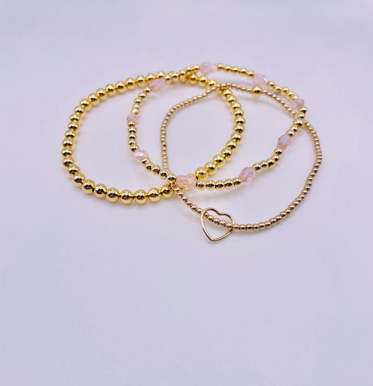 Sweet Heart Bracelet 3 piece Set