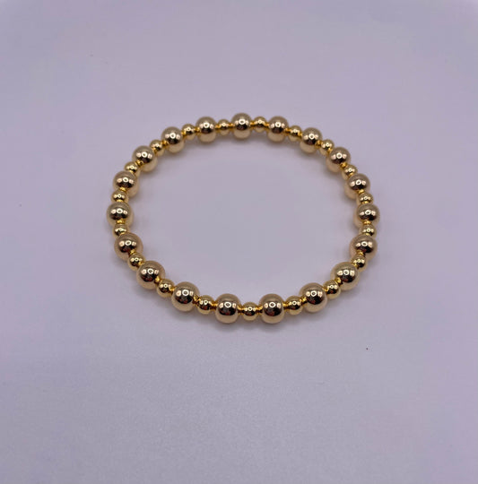 14k gold filled 6mm and 4mm beaded bracelet