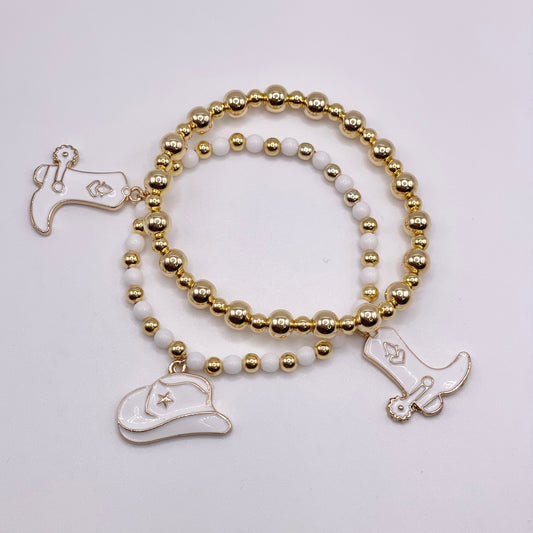 Coastal Cowgirl 2 piece White and Gold Set