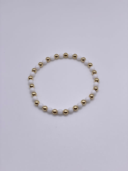 Gold and white bead bracelet