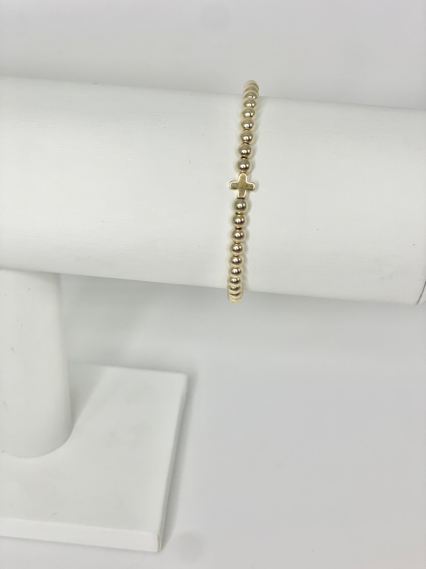 14k Gold 4mm minimalist bracelet with Cross Charm