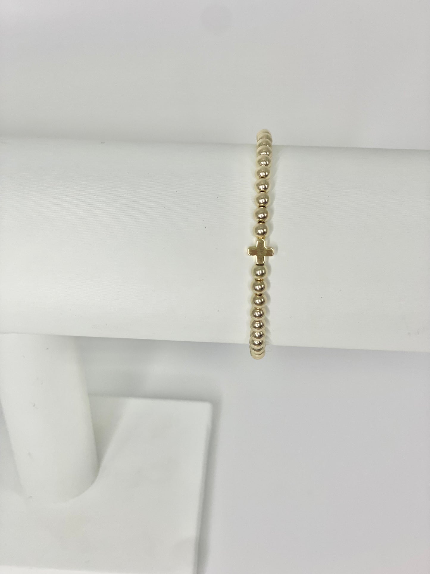 14k Gold 4mm minimalist bracelet with Cross Charm