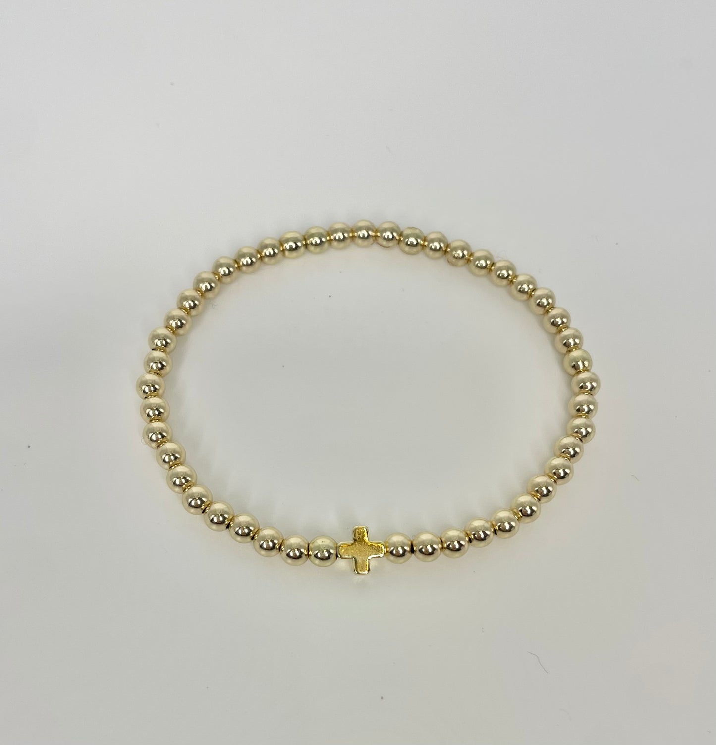 14k Gold 4mm minimalist bracelet with Cross Charm