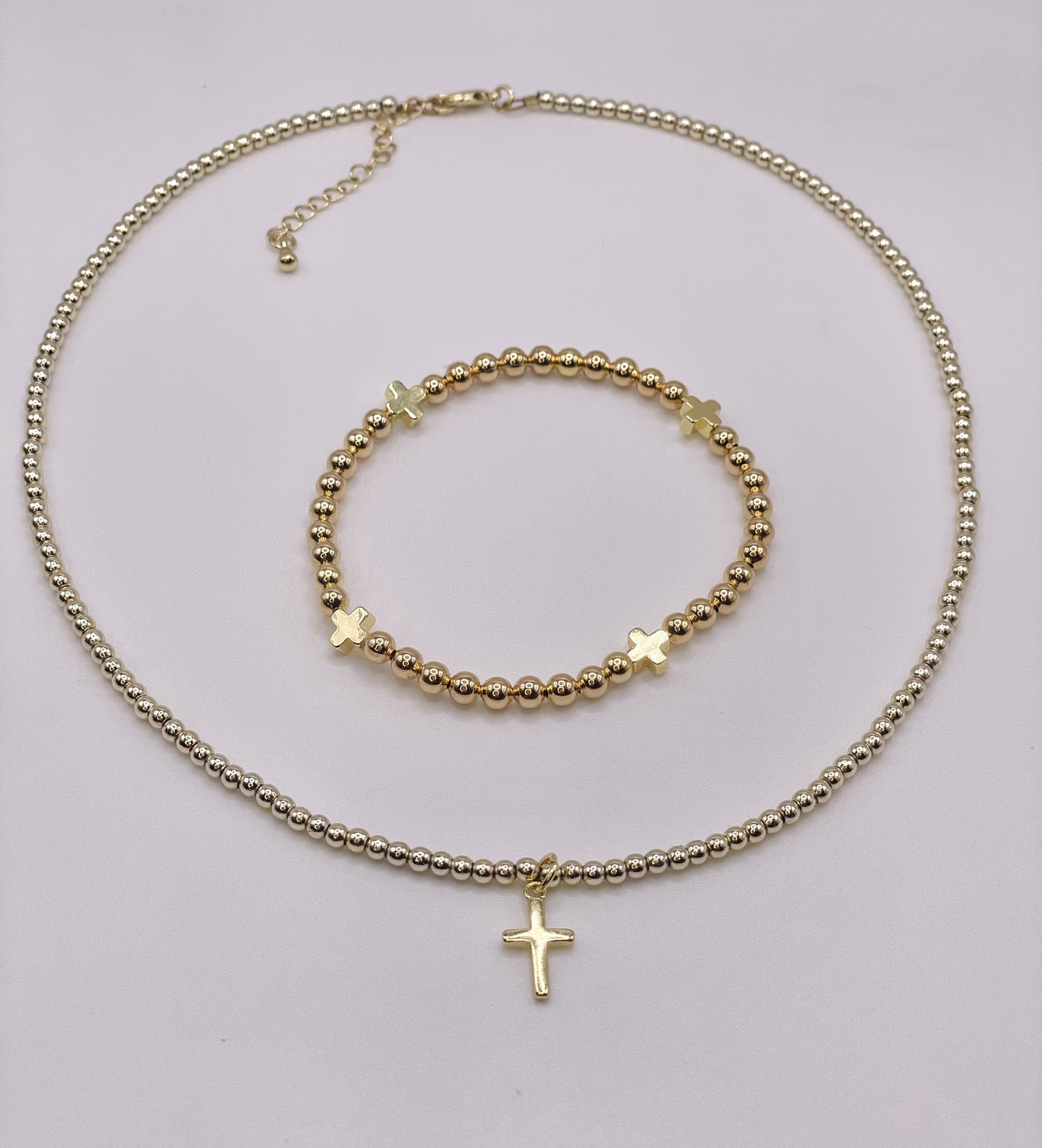 Cross Pendant Necklace and Cross bracelet Set