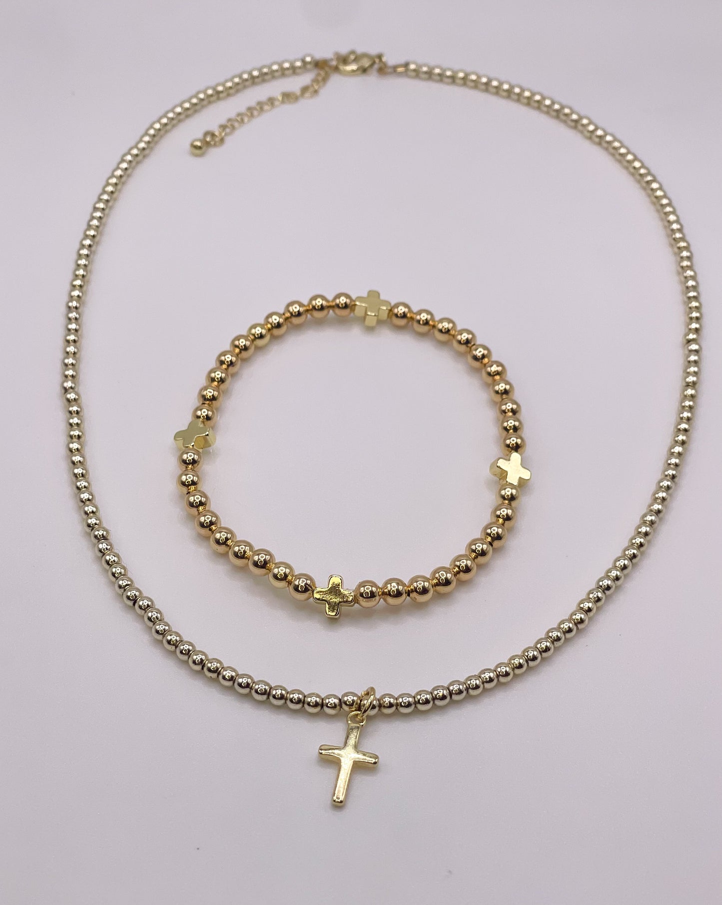 Cross Pendant Necklace and Cross bracelet Set