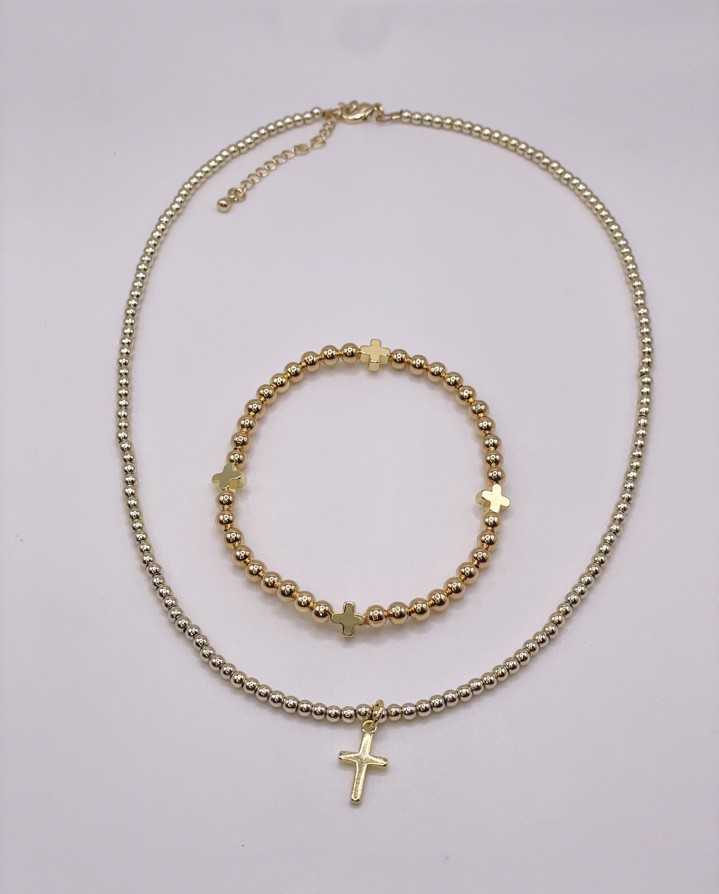 Cross Pendant Necklace and Cross bracelet Set
