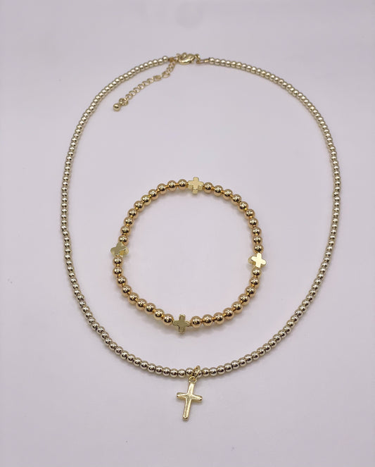 Cross Pendant Necklace and Cross bracelet Set